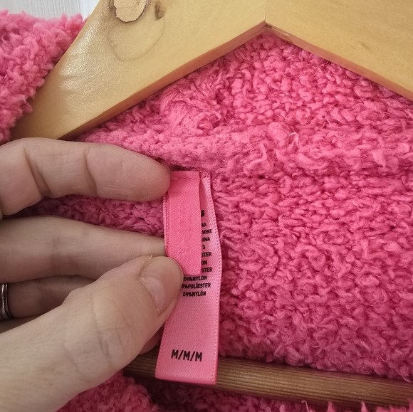 Skims Cozy Knit Lounge Hoodie In Hot Pink Size M - Picture 4 of 7